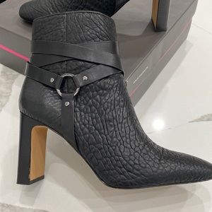 Vince Camuto Black Leather Sestina Heeled Booties